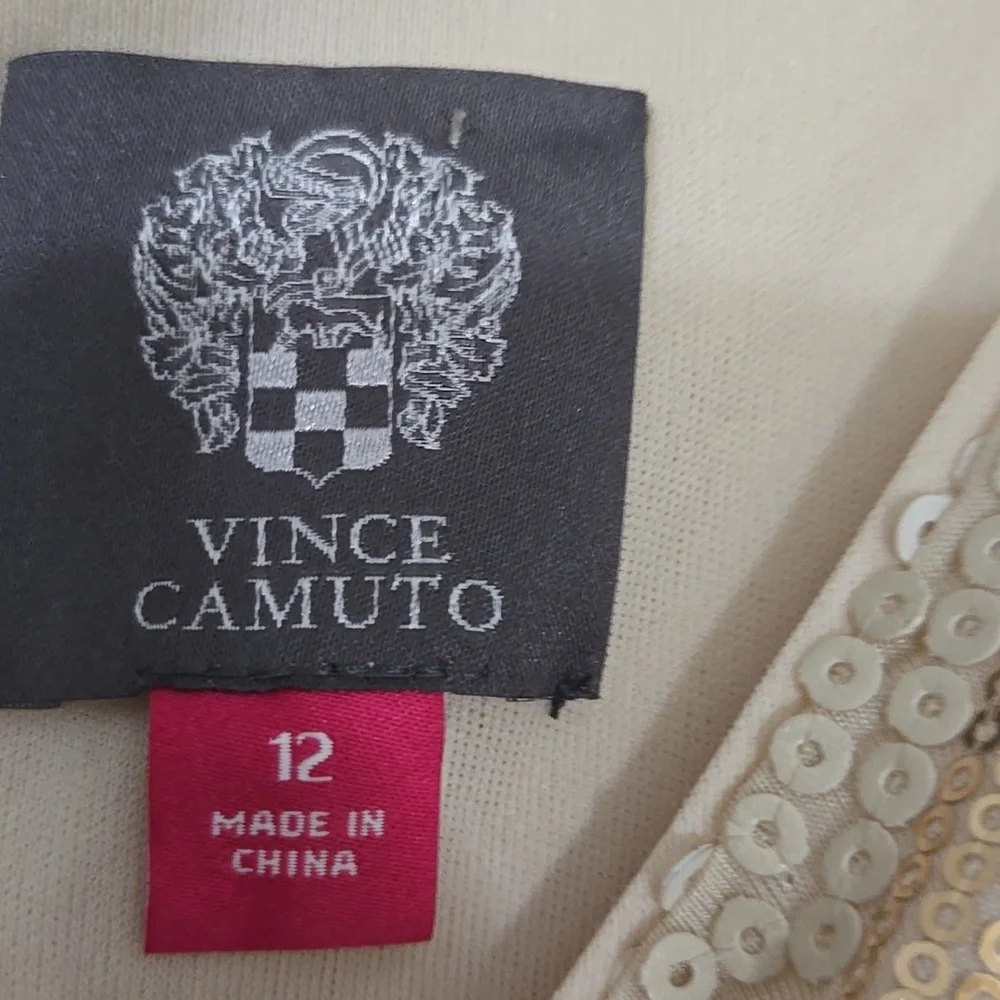 Vince Camuto Gold & Cream Sequin Chevron Dress Size 12 NWT - Picture 6 of 7